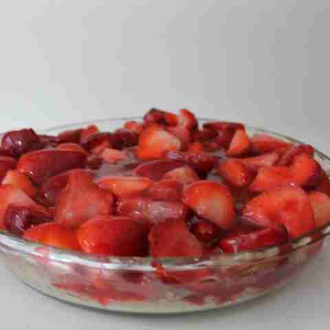 strawberry pie against white background