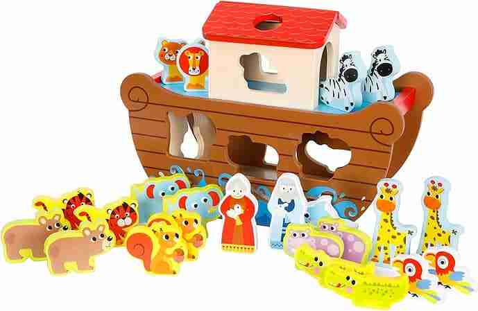 Noah's ark wooden playset for toddlers, Fat Brain Toys