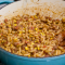 one-pot taco pasta in dutch oven on stove